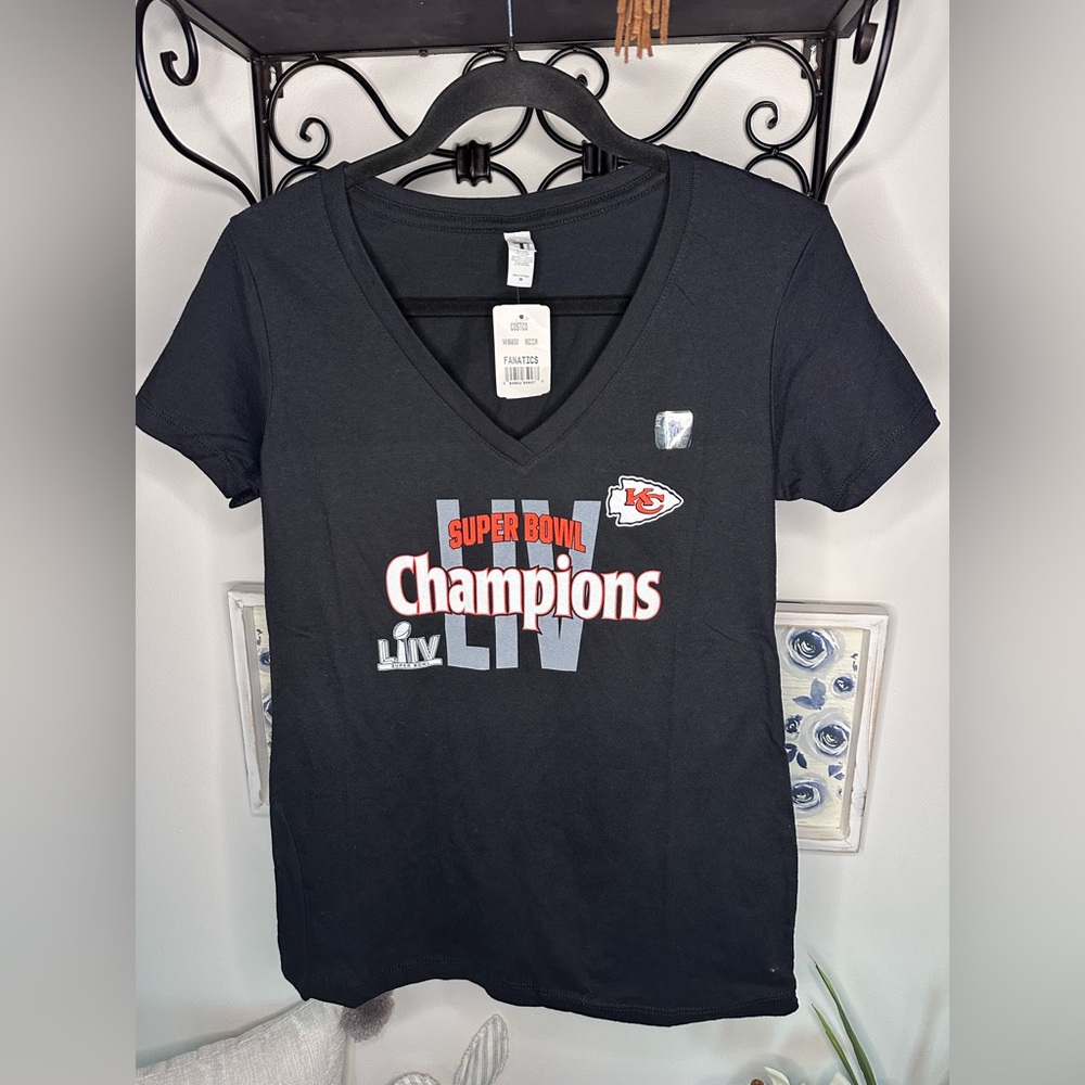 🎯 Fanatics Black Kansas City Chiefs Super Bowl LIV Champions Tee NWT